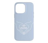 Bleu - Mama Heart Hands Minimalist Line Art Mother Coque pour iPhone 14 Pro Max