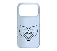 Bleu - Mama Heart Hands Minimalist Line Art Mother Coque pour iPhone 17 Pro
