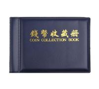 Bleu Marine Album de Collection de Pièces de Monnaie 10 Pages | Couverture Pu, Feuilles Opp, Protège Poussière, Rangement Ordonné, pour Exposition et Voyage