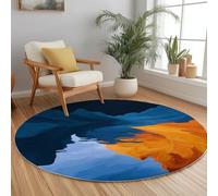 Bleu Marine Antidérapant Tapis Rond 60 cm, Abstrait Ondulations Formations Rocheuses Lavable en Machine Tapis Rond, Moquette de Salon et Chambre Doux et Confortable, Idéal pour Intérieurs décoration