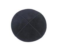 Bleu marine Kippa en Daim avec quatre sections et design traditionnel