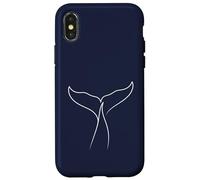 Bleu Marine Minimaliste Baleine Fluke Line Art Coque pour iPhone X/XS