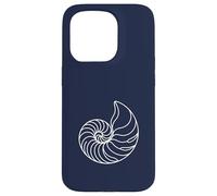 Bleu Marine Minimaliste Nautilus Shell Line Art Ocean Coque pour iPhone 15 Pro