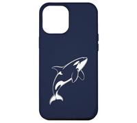 Bleu Marine Minimaliste Orca Whale Line Art Ocean Coque pour iPhone 12 Pro Max