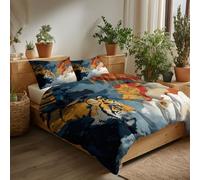 Bleu Marine Parure de Lit 200 x 200 cm Dragon-Tigre Chinois Housse de Couette Imprimé Microfibre Confortable Ensemble de Literie avec Fermeture Éclair et 2 Taies d'oreiller pour Garçon Fille