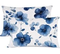Bleu Marine Taie Oreiller 40 x 80 Fleur Taie d'oreiller 40x80 Protege Oreiller Rectangulaire Housse de Coussin Super Doux Taies D'oreillers Housse Coussin Decoratif, pour Chambre Lit Decoratif R-316