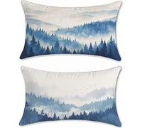 Bleu Marine Taie Oreiller 60x90 Lot de 2 Coussin Canape forêt Housse de Coussin Lin Coussins Canapé Rectangulaire Coussins, Taie d'oreiller Imperméable Housse Oreiller, Decoration Maison s-220