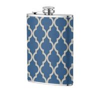 Bleu marocain et beige,Flasque de poche plate de 8 oz en acier inoxydable 304, idéale pour les activités de plein air.