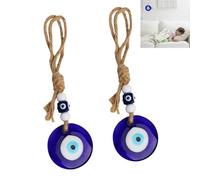 Bleu Mauvais Oeil,2 pièces Œil turc à suspendre 5 cm,Excellent Cadeau,cristal anti-mauvais œil bleu Porte Bonheur,pour Voiture Ornement Bonne Chance et Protection Accrocher au Mur