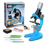 (Bleu) Microscope pour enfants Zoom Laboratoire de biologie LED 1200x Kit d'expérimentation scientifique