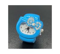 (bleu) Montre bague incrustée de diamants à succès Simple Everything Ladies Hand Adorn Lovely Bow Blanc