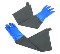 Bleu Moufles de Pêche Longs en Tissu 2 pièces | Protection Étendue des Bras, Surface Texturée Antidérapante, Usage pour Pêche Commerciale et Nettoyage