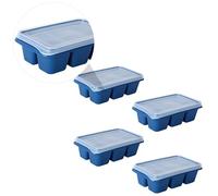 Bleu Moule à Glaçons Couvercle 4 Pièces en Plastique | Bac pour Réfrigérateur à Nombreuses Alvéoles, Forme Cube Classique, Préparation de Boissons, Jus, Glaces et Activités DIY
