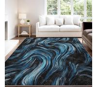 Bleu Noir Tapis Surréaliste Mystérieux Sci-Fi Méditatif Élégant À Poils Courts Céleste Tourbillon Ciel Étoilé - Tapis Doux Moelleux 40 x 60 cm, Antidérapant Chambre Moquette, Ne Perd Pas Ses Poils