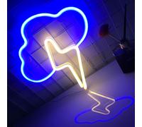 Bleu + Nuage Chaud Lightning Led Néon Signe,Économie D'énergie Lumineuse,Usb/Alimenté Par Batterie,Logo De Club,Bar,Café,Décoration De Fenêtre