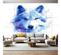 Bleu Papier Peint 300x210 cm Graffiti Wolf Panoramique 3D Poster Geant Mural Photo Muraux Pour Salon Chambre à Coucher Maison Décoration Intérieure Moderne