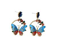 Bleu papillon boucles d'oreilles pour femme, Palace Style papillon guirlande boucles d'oreilles avec exquis émail Design, parfait pour un usage quotidien, cadeau donnant