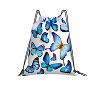 Bleu Papillons Sac À Cordon Cinch Résistant À L'eau Sac À Dos Fintess Sport Yoga Gym Sac À Dos String Sac Pour Hommes Femmes