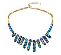 Bleu Peck Bio Perles À Facettes Et Compresse Turquoise Pierre Irrégulière Bib Fan Déclaration Collier Ras Du Cou Colliers Western Bijoux Pour Femmes Ados Plaqué Or Perle Et Fermoir Réglable