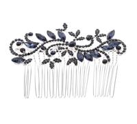 Bleu Peigne à Cheveux de Mariée Alliage Zinc, en Cristaux | Accessoire Élégant et Chic, Finition Vintage Scintillante, pour Tresses et Coiffures Latérales, Fêtes Formelles
