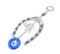 Bleu Pendentif Éléphant en Alliage Fer à Cheval, Décoration | Yeux Bleus, Protection le Mauvais Œil, Amulette, pour Bureau et Maison, Format 14x6,5x0,3cm