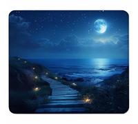 Bleu Petit Tapis de Souris 270x220mm avec Base en Caoutchouc Antidérapant et Imperméable, Gaming Tapis de Souris pour Femmes, Hommes, Ordinateurs Portables sans Fil, Cadeau Homme, Paysage N-8227