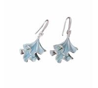 Bleu Plissé Fleur Boucles D'oreilles Bleu Clair Ginkgo Feuille Boucles D'oreilles Élégant Accessoire Convient pour les Dates, les Parties et la Vie Quotidienne