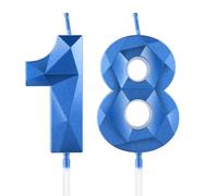Bleu profond bougies d'anniversaire en forme de chiffre 18, 3D bougies Bleu profond décoration de gâteau,décoration de gâteau pour fête d'anniversaire, mariage,bougie d'anniversaire pour gâteau