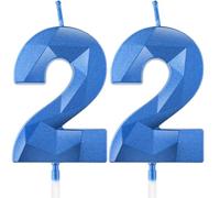 Bleu profond bougies d'anniversaire en forme de chiffre 22, 3D bougies Bleu profond décoration de gâteau,décoration de gâteau pour fête d'anniversaire, mariage,bougie d'anniversaire pour gâteau