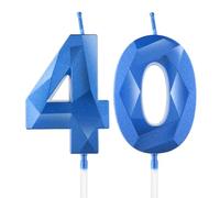 Bleu profond bougies d'anniversaire en forme de chiffre 40, 3D bougies Bleu profond décoration de gâteau,décoration de gâteau pour fête d'anniversaire, mariage,bougie d'anniversaire pour gâteau