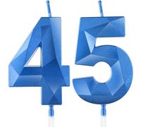 Bleu profond bougies d'anniversaire en forme de chiffre 45, 3D bougies Bleu profond décoration de gâteau,décoration de gâteau pour fête d'anniversaire, mariage,bougie d'anniversaire pour gâteau