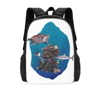 Bleu Profond Cartable Sac à Dos Mode Sacs Poisson Papillon Corail Océan Faune Deep Nature Éponge Aquarelle Couleur Mer