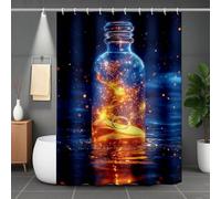 Bleu Rideau de Douche, Polyester Rideau Douche Plage Shower Curtain 100x180 cm, Imperméable Lavable Shower Curtain avec 12 Anneaux Résistant Facile à Installer pour Baignoire, Cadeau -lsy2507OG