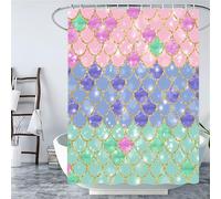 Bleu Rideau Douche 90x190 cm RideauDouche Rose Rideau Baignoire 12 Plastique Crochets, Imperméable Shower Curtain avec Ourlet Inférieur Lesté pour Decoration Salle de Bain, Cadeau Femme yl-110