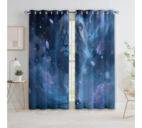 Bleu Rideau Occultant Thermiques, Fleurs De Lion Oniriques Double Rideau Isolant Anti-Bruit, Économie d'Énergie, Opaque Doux et Esthétiques pour Chambre et Salon, Lot de 2, 140 x 245 cm