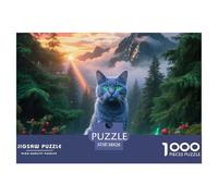 Bleu Russe Puzzle 1000 Pièces DIY Divertissement Puzzles Classiques Pet Chat Illustration Colorée Adultes Et Enfants Dès 14 Ans38x26cm/1000pcs