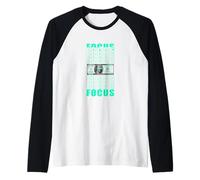 Bleu Sarcelle Clair Aqua Graphic Focus on Your Money Manche Raglan