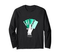 Bleu Sarcelle Clair Aqua Graphic Play Your Hand Manche Longue
