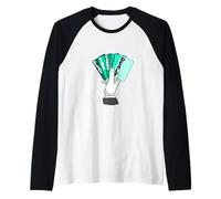 Bleu Sarcelle Clair Aqua Graphic Play Your Hand Manche Raglan