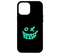 Bleu sarcelle clair Aqua Grunge Face Big Grin Light Teal Aqua Graphic Coque pour iPhone 12 Pro Max