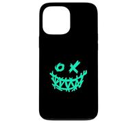 Bleu sarcelle clair Aqua Grunge Face Big Grin Light Teal Aqua Graphic Coque pour iPhone 13 Pro Max