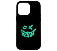 Bleu sarcelle clair Aqua Grunge Face Big Grin Light Teal Aqua Graphic Coque pour iPhone 14 Pro Max
