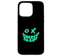 Bleu sarcelle clair Aqua Grunge Face Big Grin Light Teal Aqua Graphic Coque pour iPhone 15 Pro Max