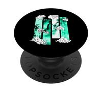 Bleu Sarcelle Clair Aqua Scène de falaises japonaises Bleu Sarcelle Clair Aqua PopSockets PopGrip Adhésif