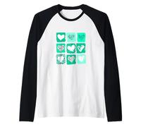 Bleu sarcelle clair Aqua Wild Hearts Teal Aqua Graphic Manche Raglan