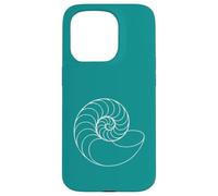 Bleu Sarcelle Minimaliste Nautilus Shell Line Art Ocean Coque pour iPhone 15 Pro