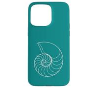 Bleu Sarcelle Minimaliste Nautilus Shell Line Art Ocean Coque pour iPhone 15 Pro Max