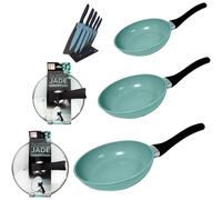 Bleu Set Coffret Starlyf Jade + 5 Couteaux Starlyf Venteo Lot De 3 Poêles Jades + 2 Couvercles Avec Livret De Recettes Gratuit Dimensions 202428cm Couteaux En Jade Pour La Cuisine Bleu Emince/Coupe/Ré