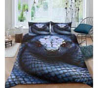 Bleu Snake Parure de Lit Microfibre Hypoallergique 3 Pièces 3D Imprimée Léger Fantaisie Creature Art Housse de Couette avec 2 x Taies d'oreiller Super Douce for Les Enfants Super King（260x220cm）