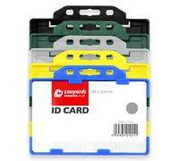 Bleu Solide Porte badge 2 cartes double sens Par Lanyards Tomorrow | HORIZONTAL LANDSCAPE 9 x 6.5cm | Pour deux cartes CR80 taille de crédit Identité | plastique ID Carte Badge Porte-cartes | 1 Pc